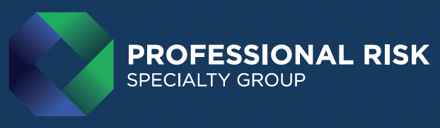 Professional Risk Specialty Group Logo over blue background